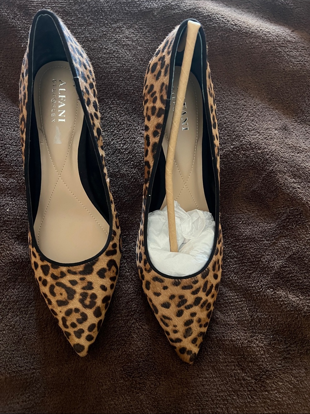 Alfani Leopard-Print Pointed Pumps in Brown and Black